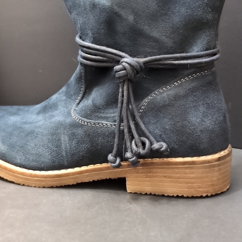 Reflexan Laufkomfort Woman's Blue Suede Leather Mid-caf Zippered Boots,Size 40 - Picture 6 of 12